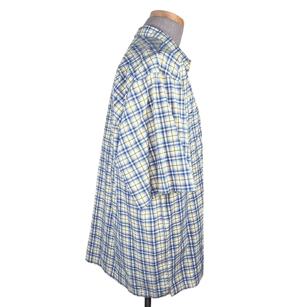 Pineapple Connection Men’s Blue & Yellow Plaid Button Down Shirt Oversized Large - Picture 4 of 14